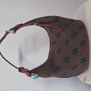 Dooney & Bourke Gray Mini Hobo Bag with Red Accents